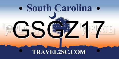 GSGZ17 South Carolina License Plate