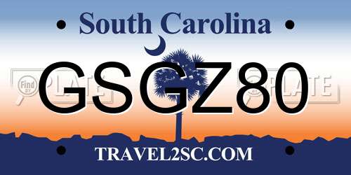 GSGZ80 South Carolina License Plate