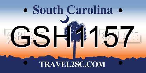 GSH1157 South Carolina License Plate