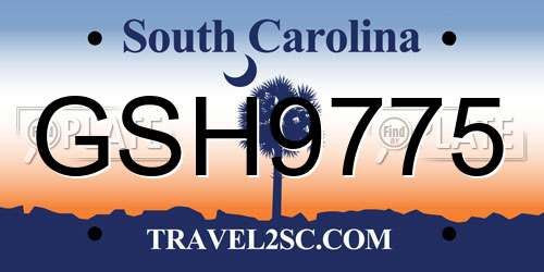 GSH9775 South Carolina License Plate