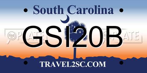 GSI20B South Carolina License Plate