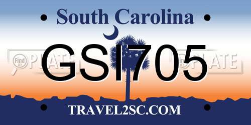 GSI705 South Carolina License Plate