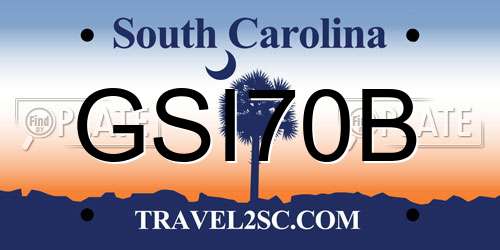 GSI70B South Carolina License Plate