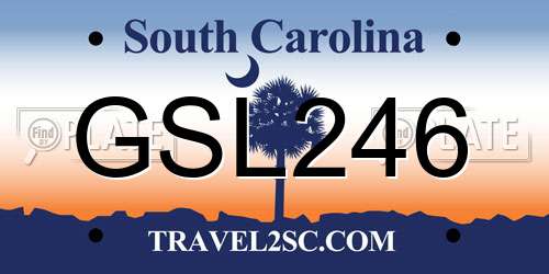 GSL246 South Carolina License Plate