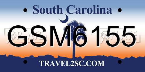 GSM6155 South Carolina License Plate
