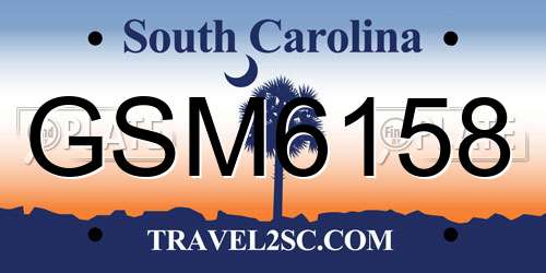 GSM6158 South Carolina License Plate
