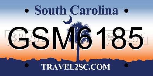 GSM6185 South Carolina License Plate
