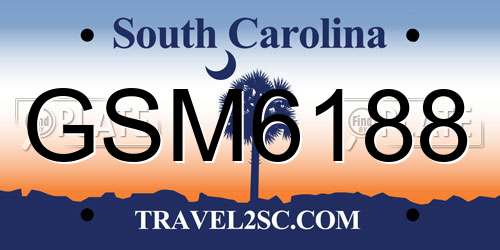 GSM6188 South Carolina License Plate
