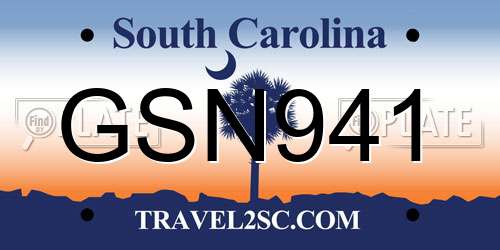 GSN941 South Carolina License Plate