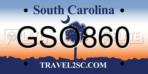 GSO860 South Carolina License Plate