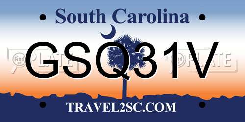 GSQ31V South Carolina License Plate