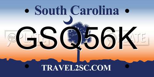 GSQ56K South Carolina License Plate
