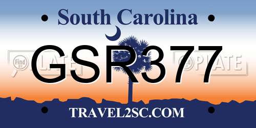 GSR377 South Carolina License Plate
