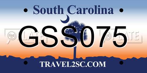 GSS075 South Carolina License Plate