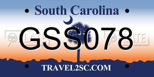 GSS078 South Carolina License Plate