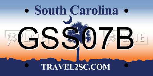 GSS07B South Carolina License Plate