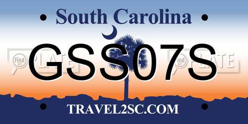 GSS07S South Carolina License Plate