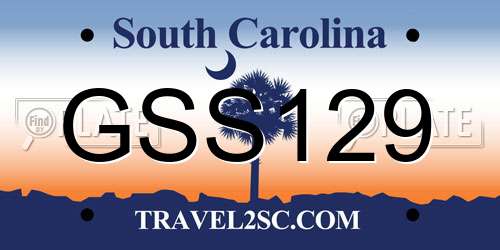 GSS129 South Carolina License Plate