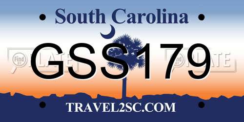 GSS179 South Carolina License Plate