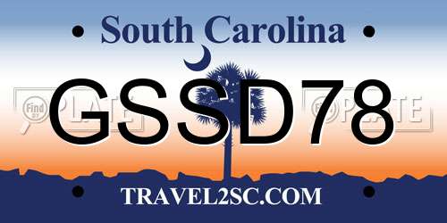 GSSD78 South Carolina License Plate