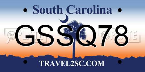 GSSQ78 South Carolina License Plate
