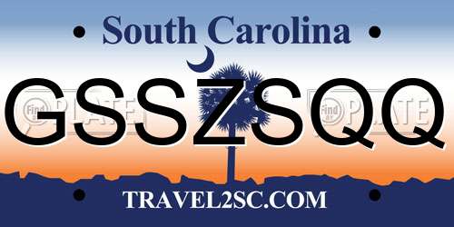 GSSZSQQ South Carolina License Plate