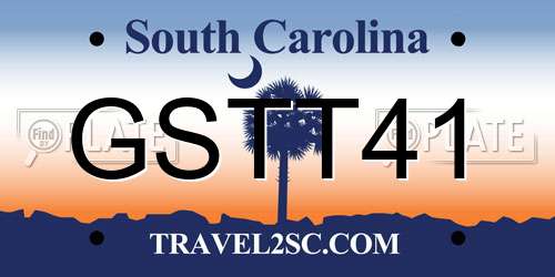 GSTT41 South Carolina License Plate