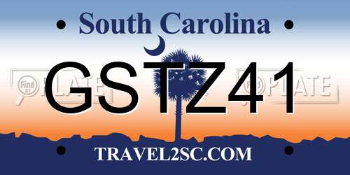 GSTZ41 South Carolina License Plate