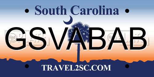 GSVABAB South Carolina License Plate