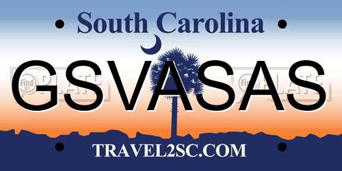 GSVASAS South Carolina License Plate