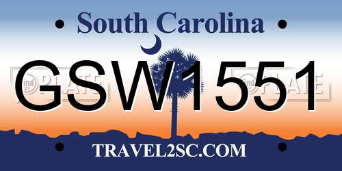 GSW1551 South Carolina License Plate