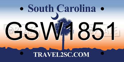 GSW1851 South Carolina License Plate
