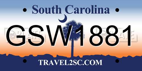 GSW1881 South Carolina License Plate