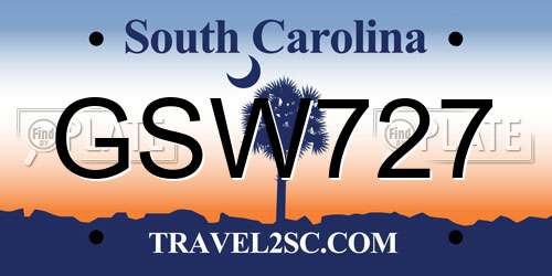 GSW727 South Carolina License Plate