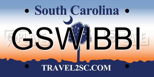 GSWIBBI South Carolina License Plate