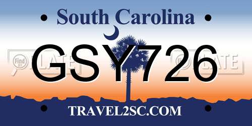 GSY726 South Carolina License Plate