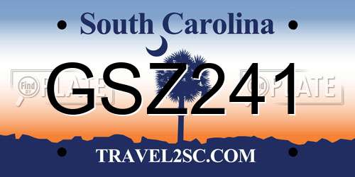 GSZ241 South Carolina License Plate