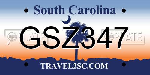 GSZ347 South Carolina License Plate