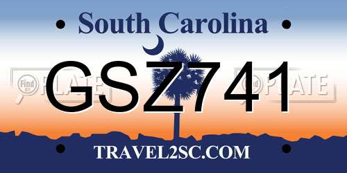 GSZ741 South Carolina License Plate