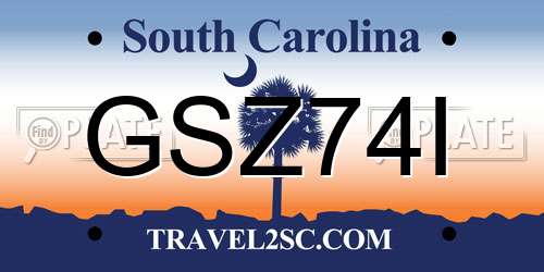 GSZ74I South Carolina License Plate