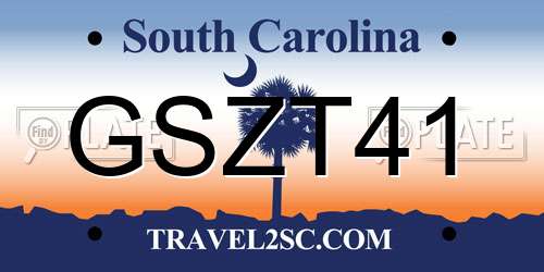 GSZT41 South Carolina License Plate