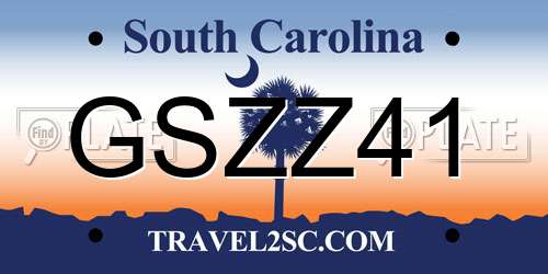 GSZZ41 South Carolina License Plate