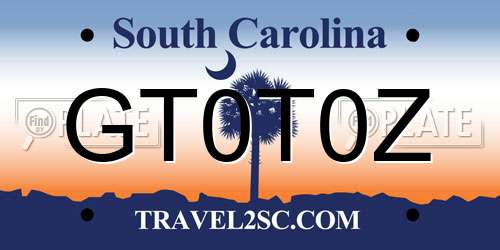 GT0T0Z South Carolina License Plate