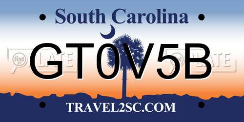 GT0V5B South Carolina License Plate