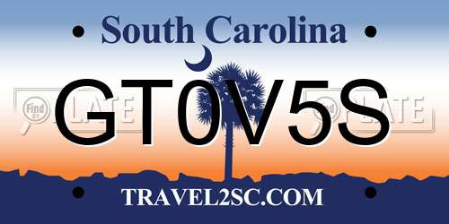 GT0V5S South Carolina License Plate