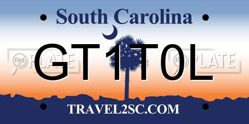 GT1T0L South Carolina License Plate