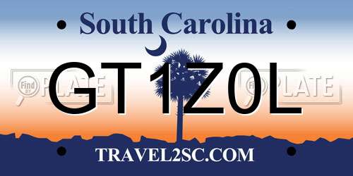 GT1Z0L South Carolina License Plate