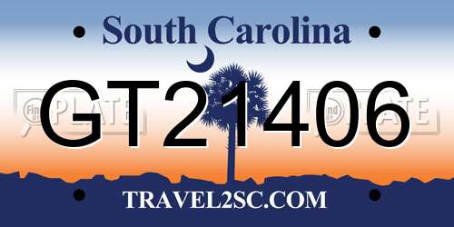 GT21406 South Carolina License Plate