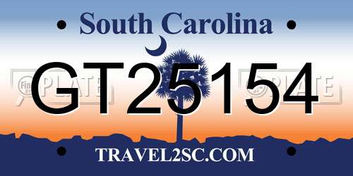GT25154 South Carolina License Plate