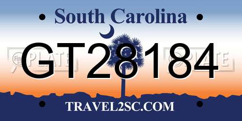 GT28184 South Carolina License Plate